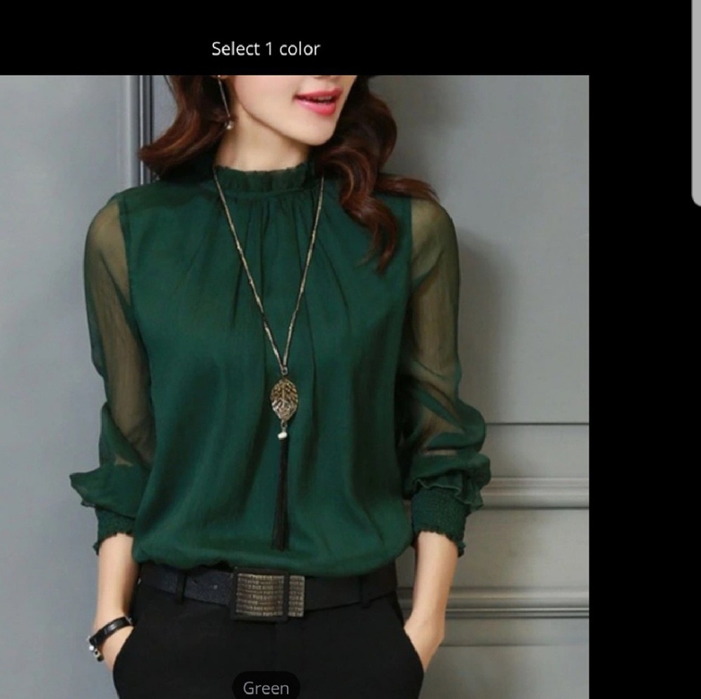 Deep Green Chiffon Blouse